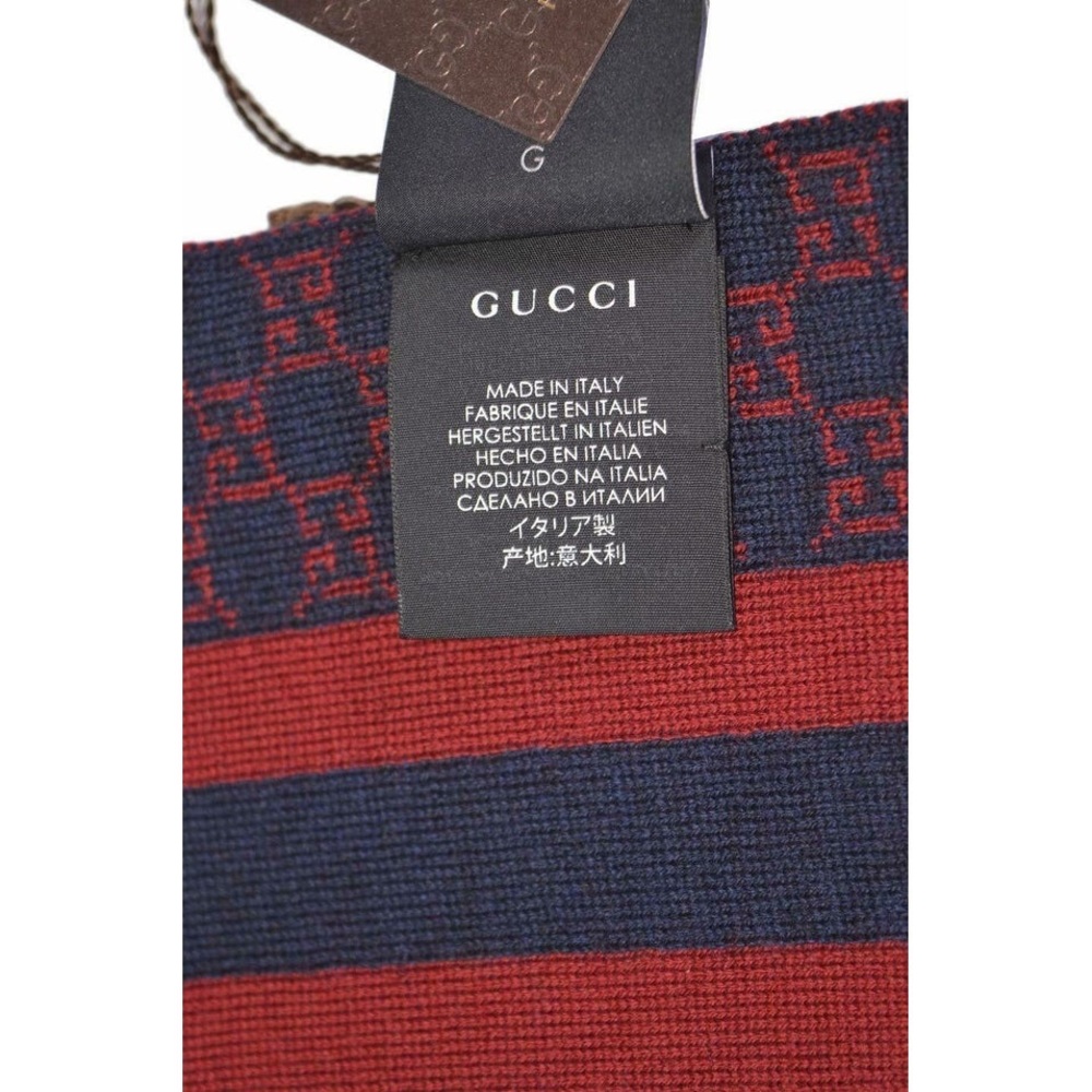 ♥️SOLD♥️Gucci Unisex Burgundy Blue Wool WebStripe - Picture 6 of 7